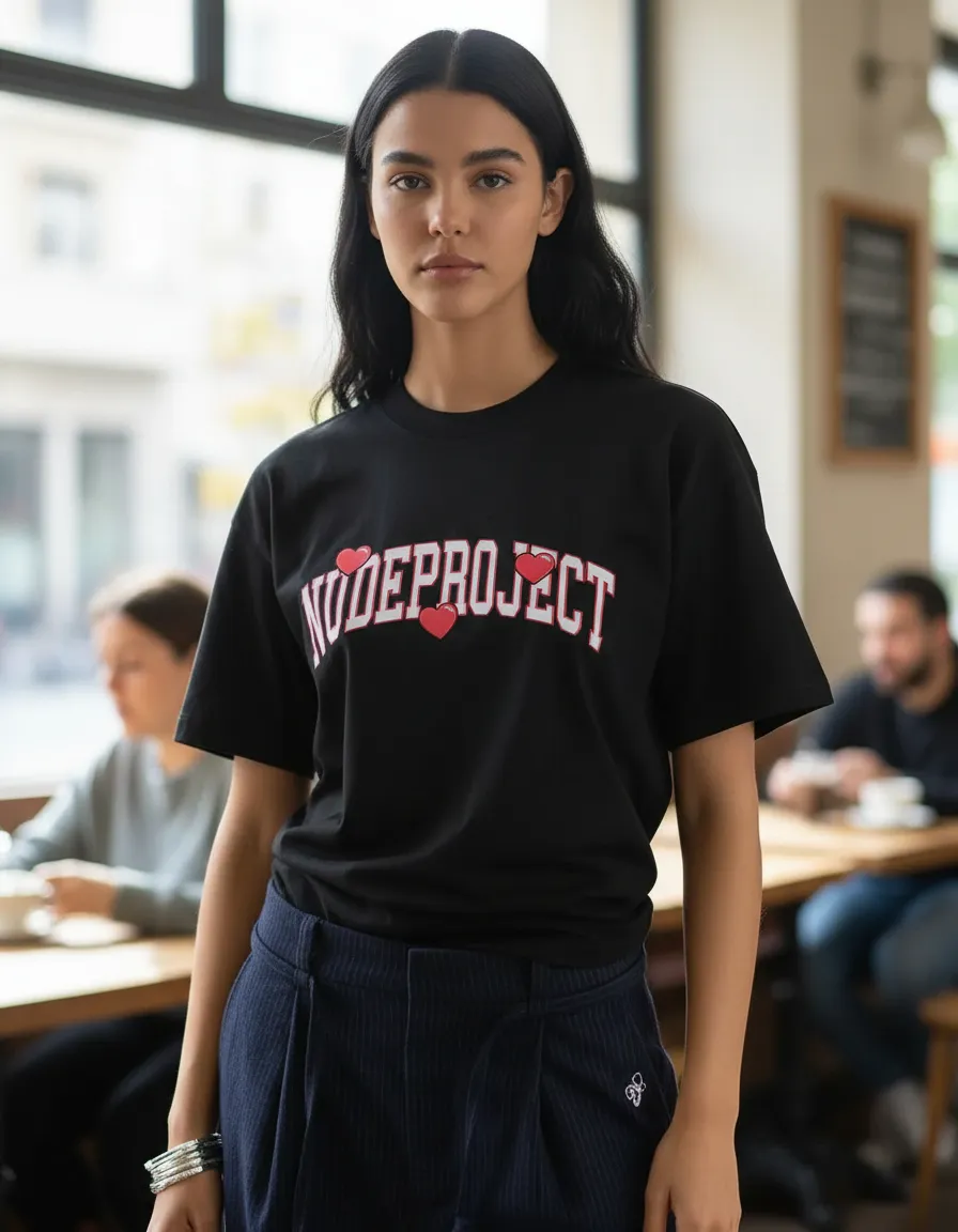 Nude Project Varsity Hearts Tee Black-2