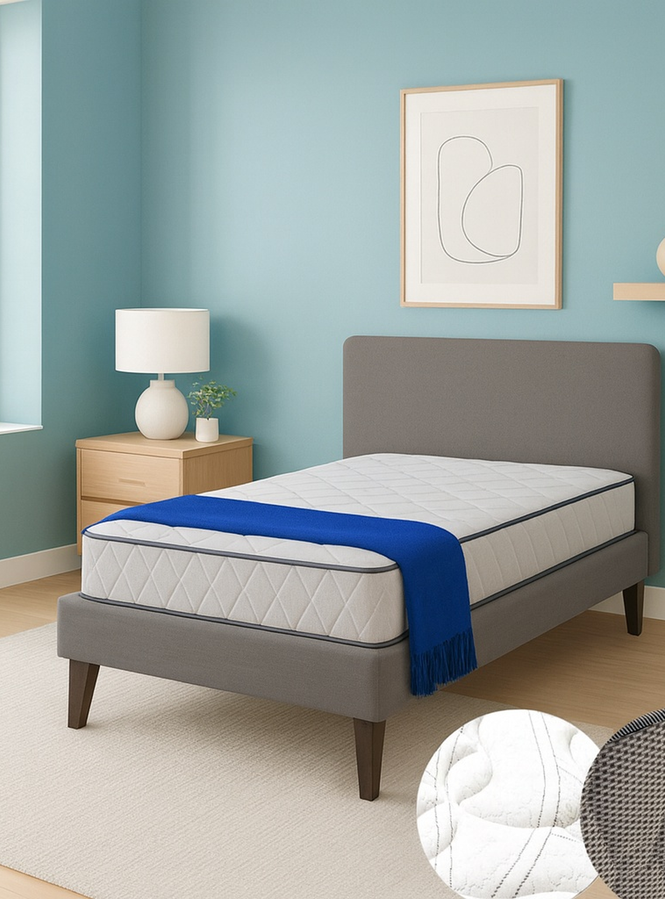 Colchon Hipnos 1.5 Plazas  Resorte Bonell Altura 25 Cm  Espuma De Alta Densidad Gris /Blanco-3