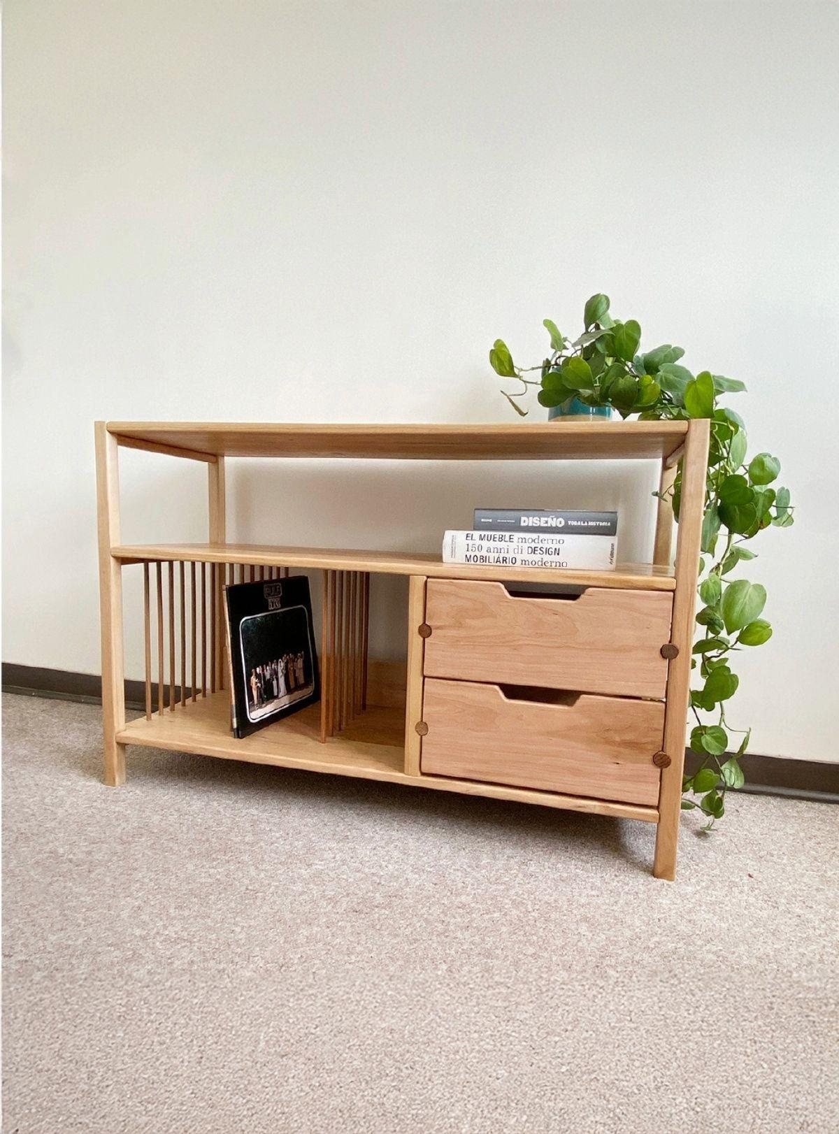 Mueble Rack Vinilos Madera Lenga-2