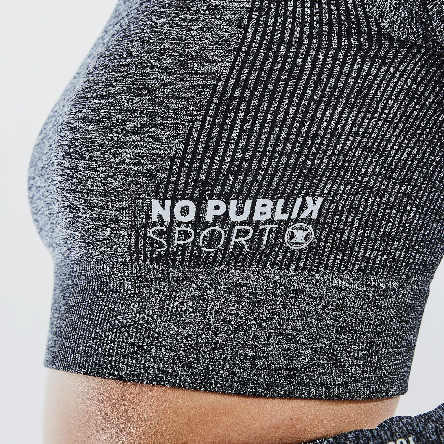 Crop Top Manga Larga Deportivo Coachella Gris Oscuro No Publik-2