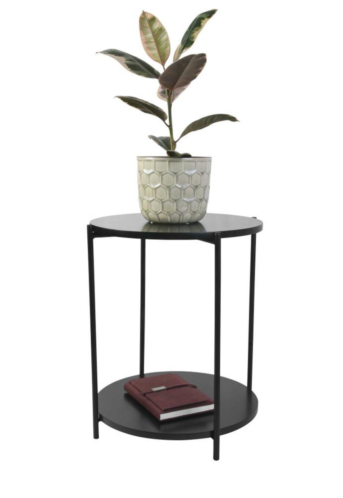 MESA LATERAL DE MADERA CON METAL NEGRA 40H 50CM-2