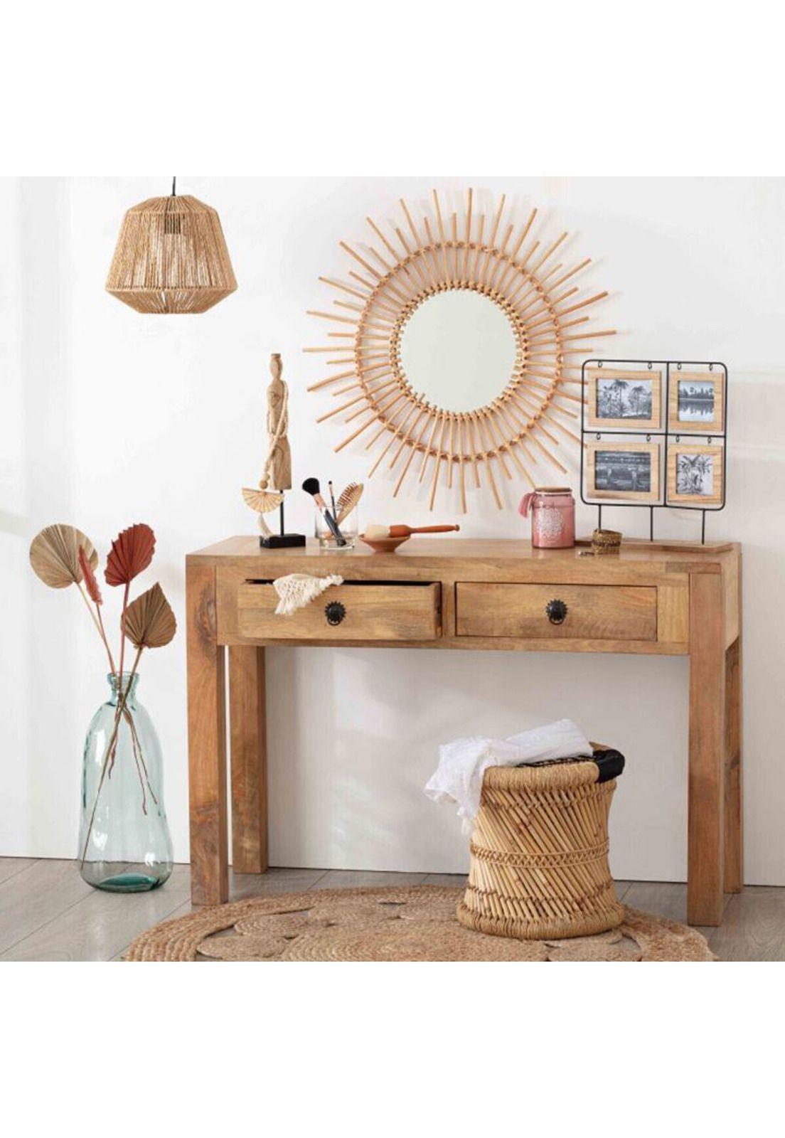 Espejo de ratán "Soleil" Diametro 76cm-0
