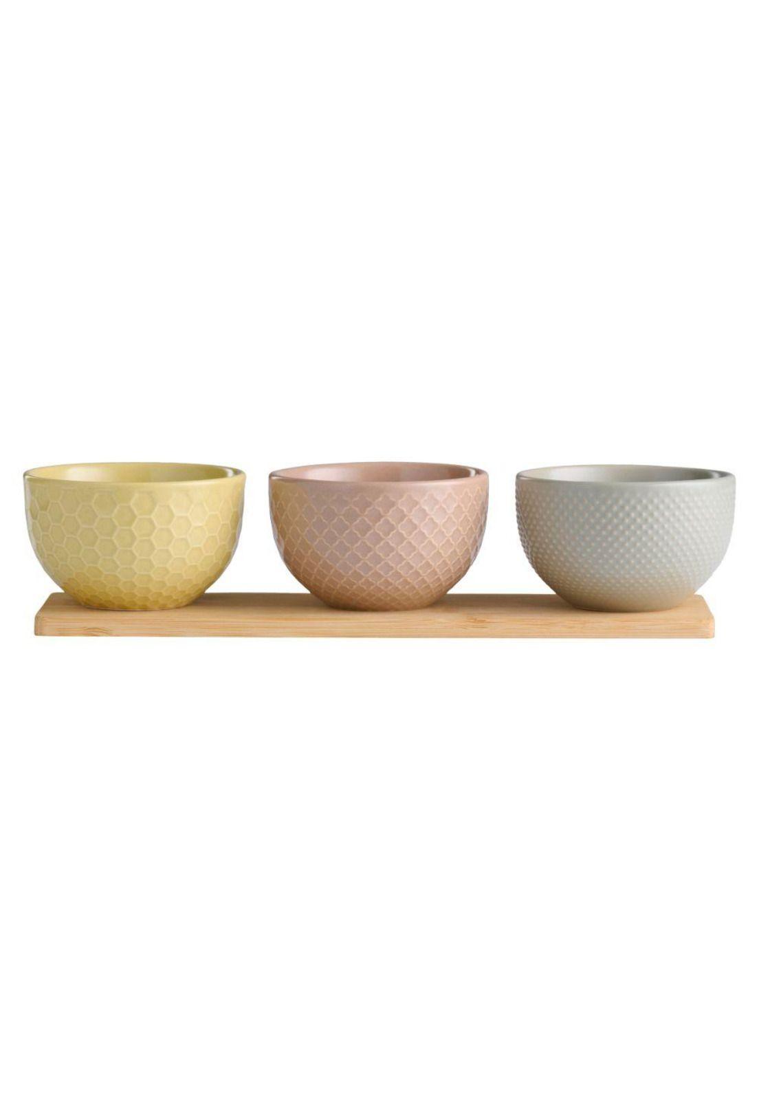 TABLA APERITIVO BAMBU + 3 POSILLOS CERAMICA GRES-0