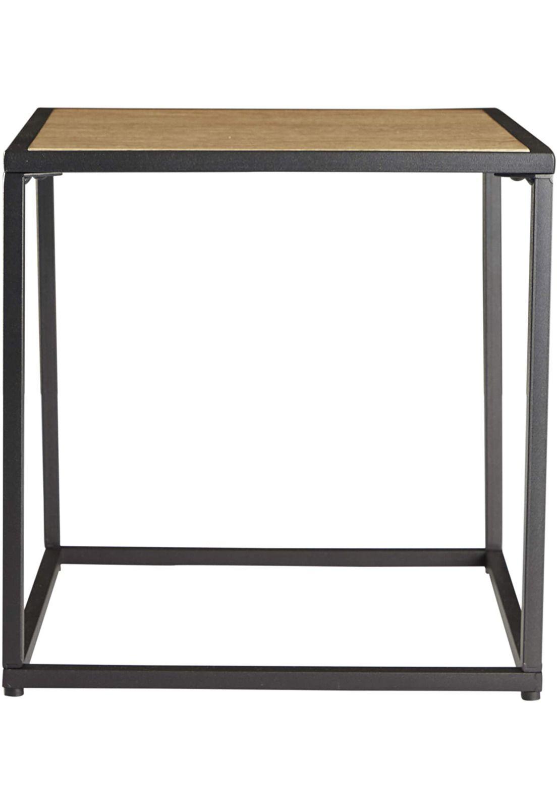 MESA DE CENTRO METAL CON MADERA 35X35X35CM-2