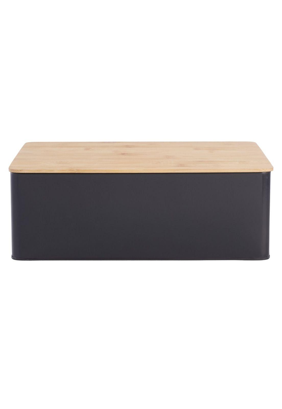 PANERA METAL NEGRA CON TAPA DE MADERA-0