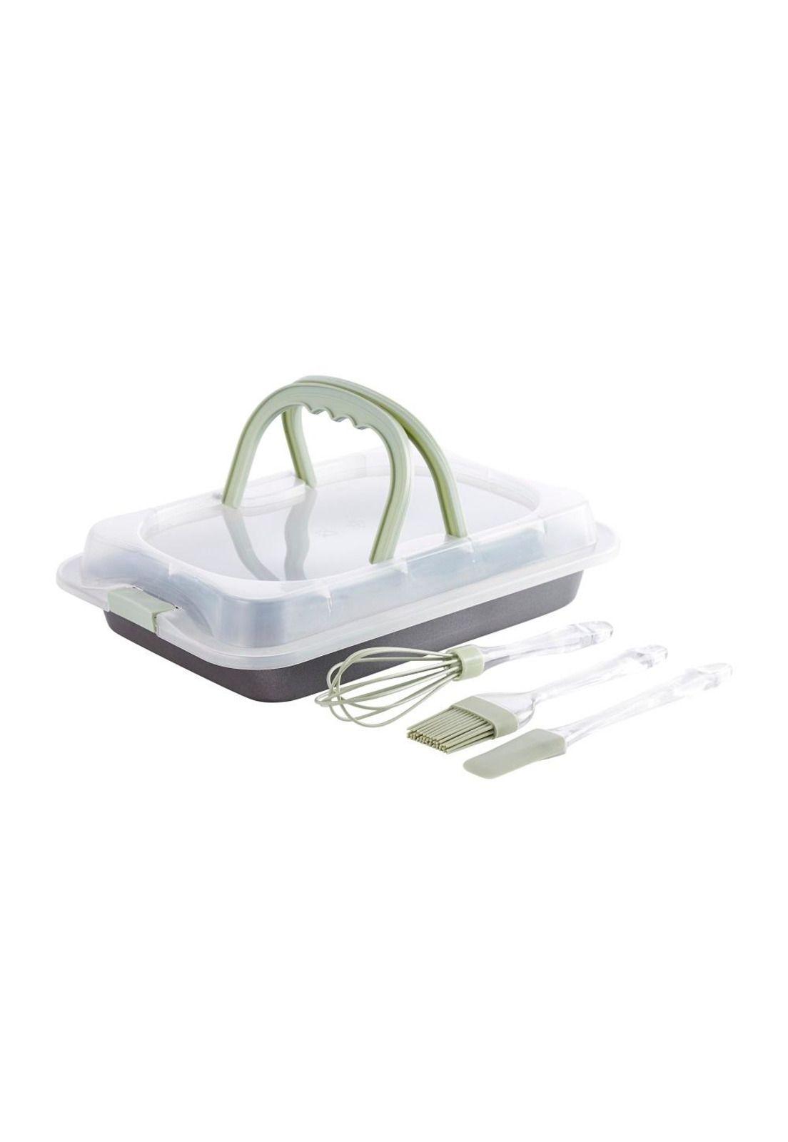 MOLDE REPOSTERO CON TAPA, INCLUYE 3 ACCESORIOS VERDE-0