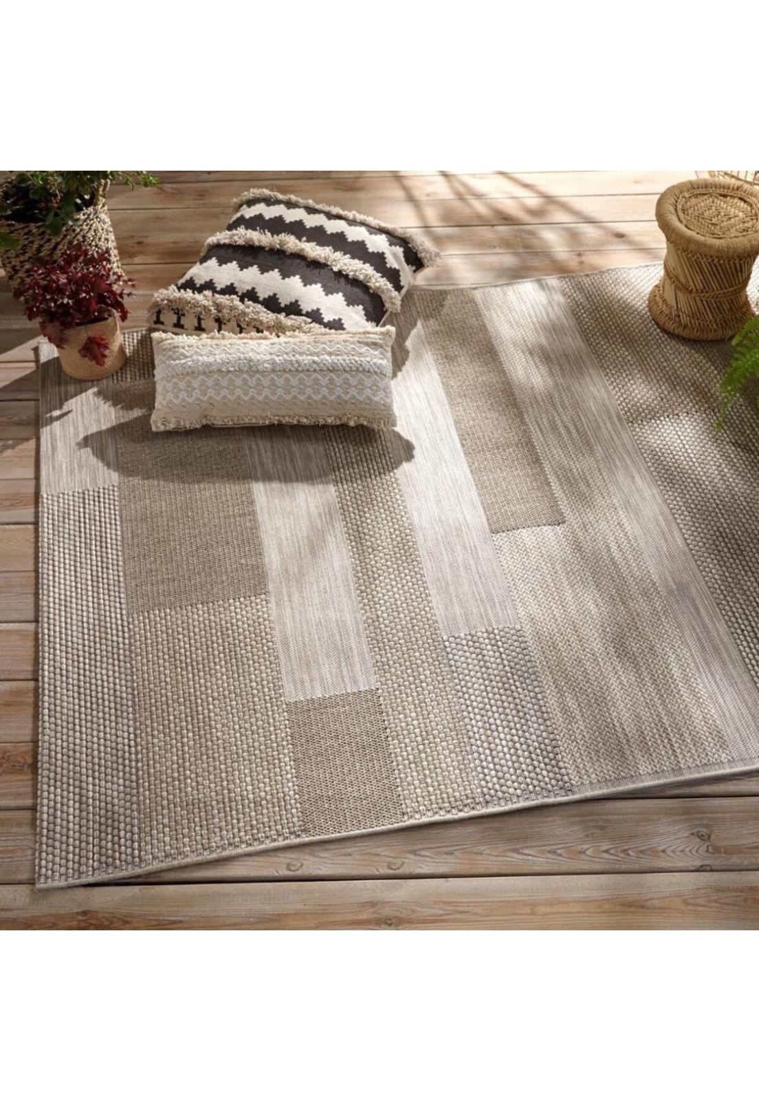 Alfombra de exterior - interior, Efecto lana beige 160x230cm-2