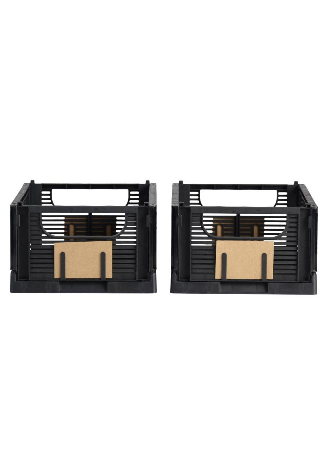 SET DE 2 CAJAS DE ALMACENAMIENTO PLEGABLE 25X16.5X10CM NEGRAS-1