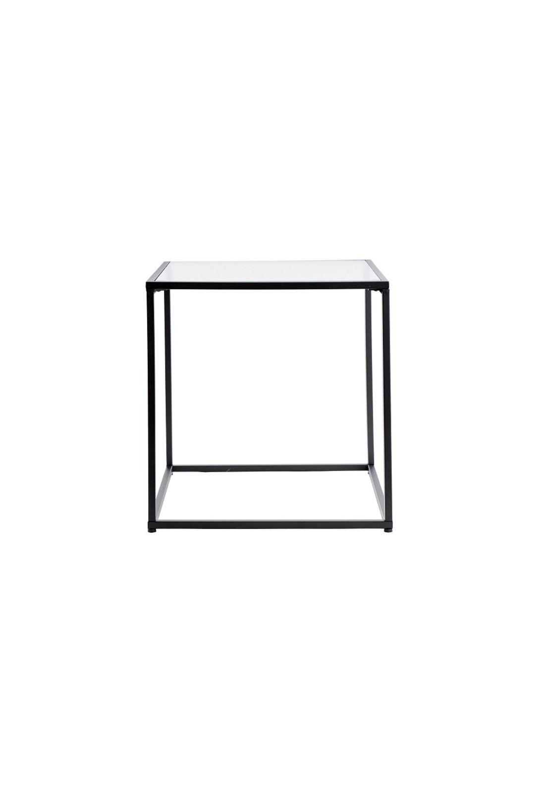 MESA LATERAL DE METAL CON VIDRIO NEGRA 42X42X42CM-0