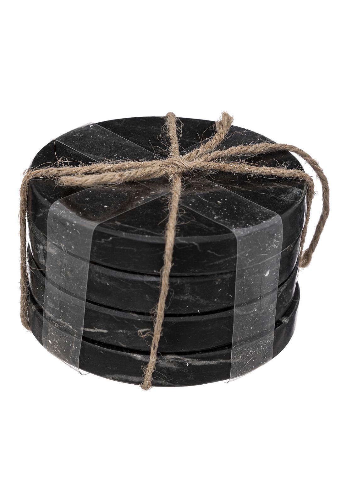SET 4 POSAVASOS DE MÁRMOL NEGRO 10 CM DIAMTERO-2