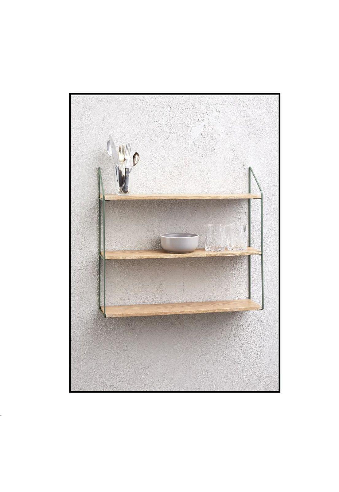 RACK CON 3 ESTANTES 60X15X54CM METAL VERDE-2