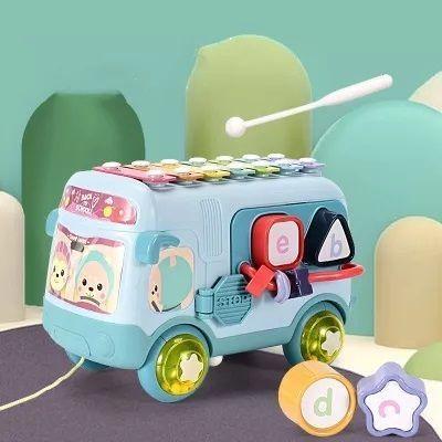 Bus Celeste Interactivo Musical Con Xilófono y Figuras De Encaje -2