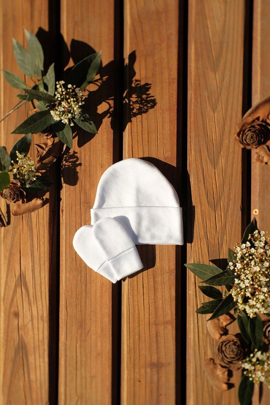 Dúo Pack Gorro Modelador + Par Mitones Bebé Algodón Producto Chileno Exportación -2