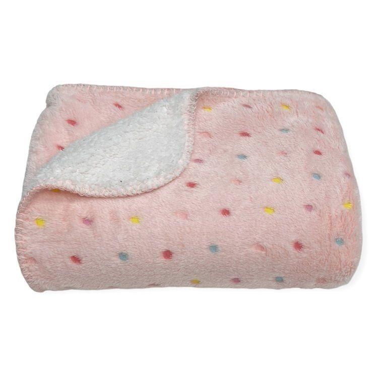 Manta Bebé Extra Soft Interior Sherpa Flannel Rosa Pintas 100x75 cm-2
