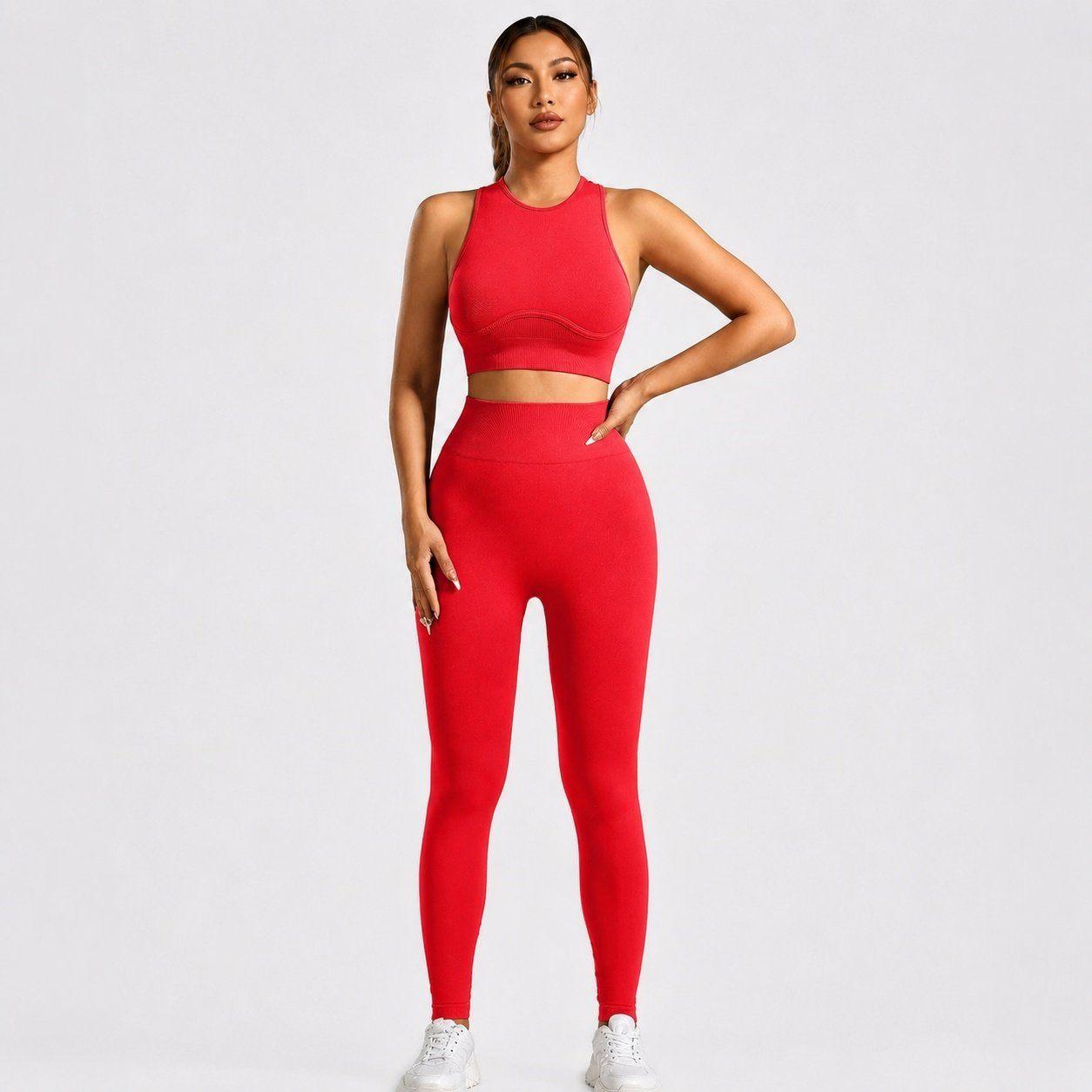 Conjunto deportivo push up cuello alto sin mangas Sukha Rojo-0