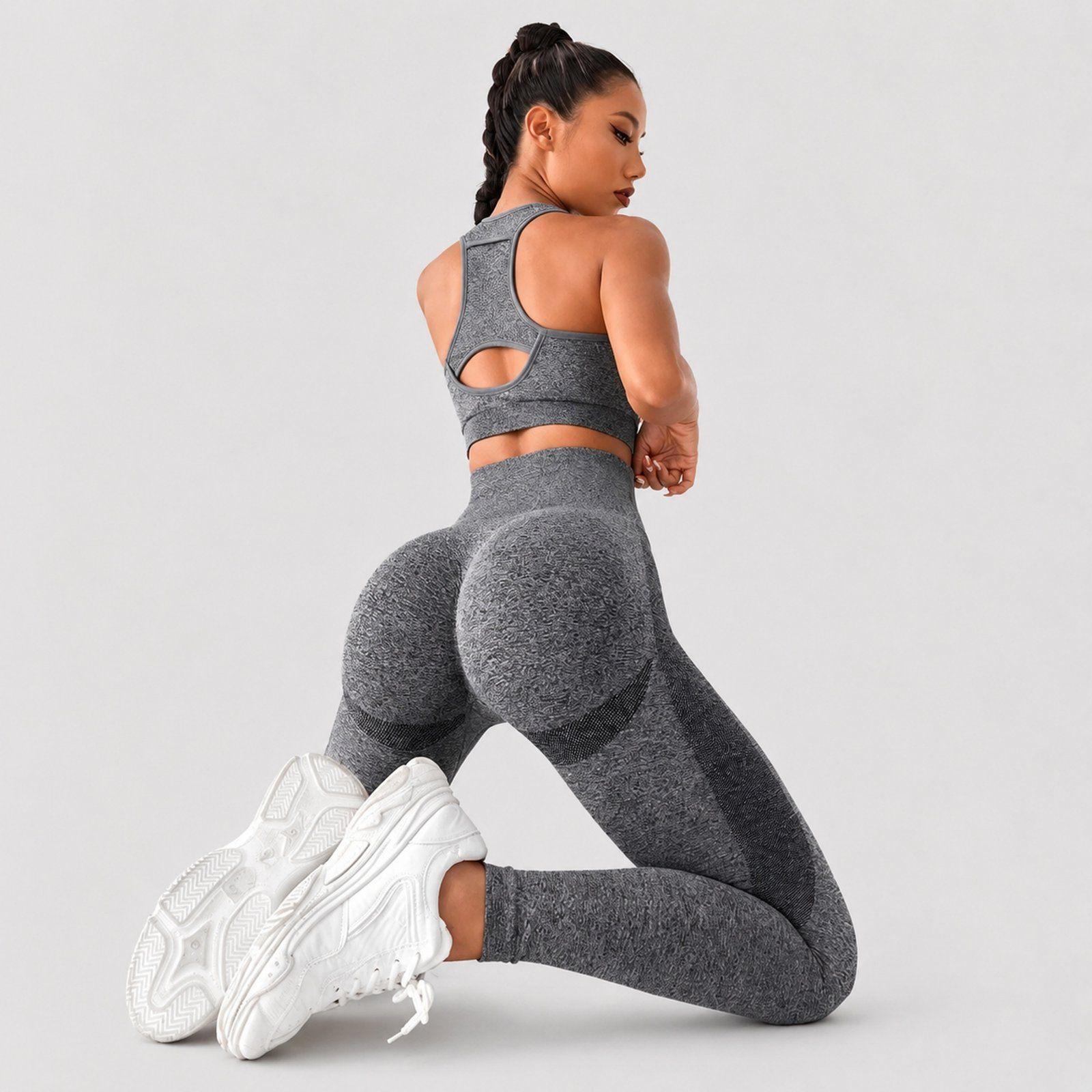 Conjunto deportivo push up mujer sin mangas con bolsillo Sukha Gris-3
