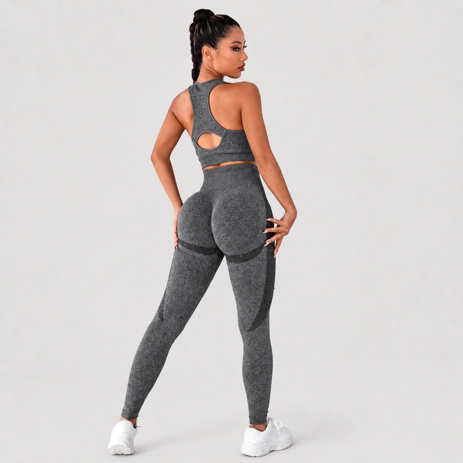 Conjunto deportivo push up mujer sin mangas con bolsillo Sukha Gris-4
