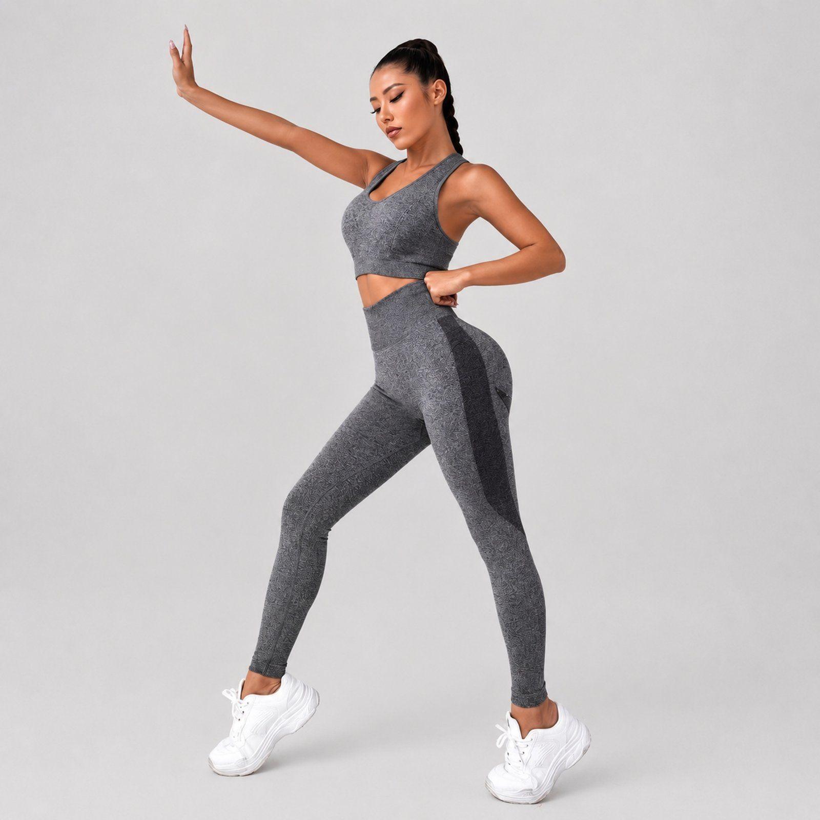 Conjunto deportivo push up mujer sin mangas con bolsillo Sukha Gris-5