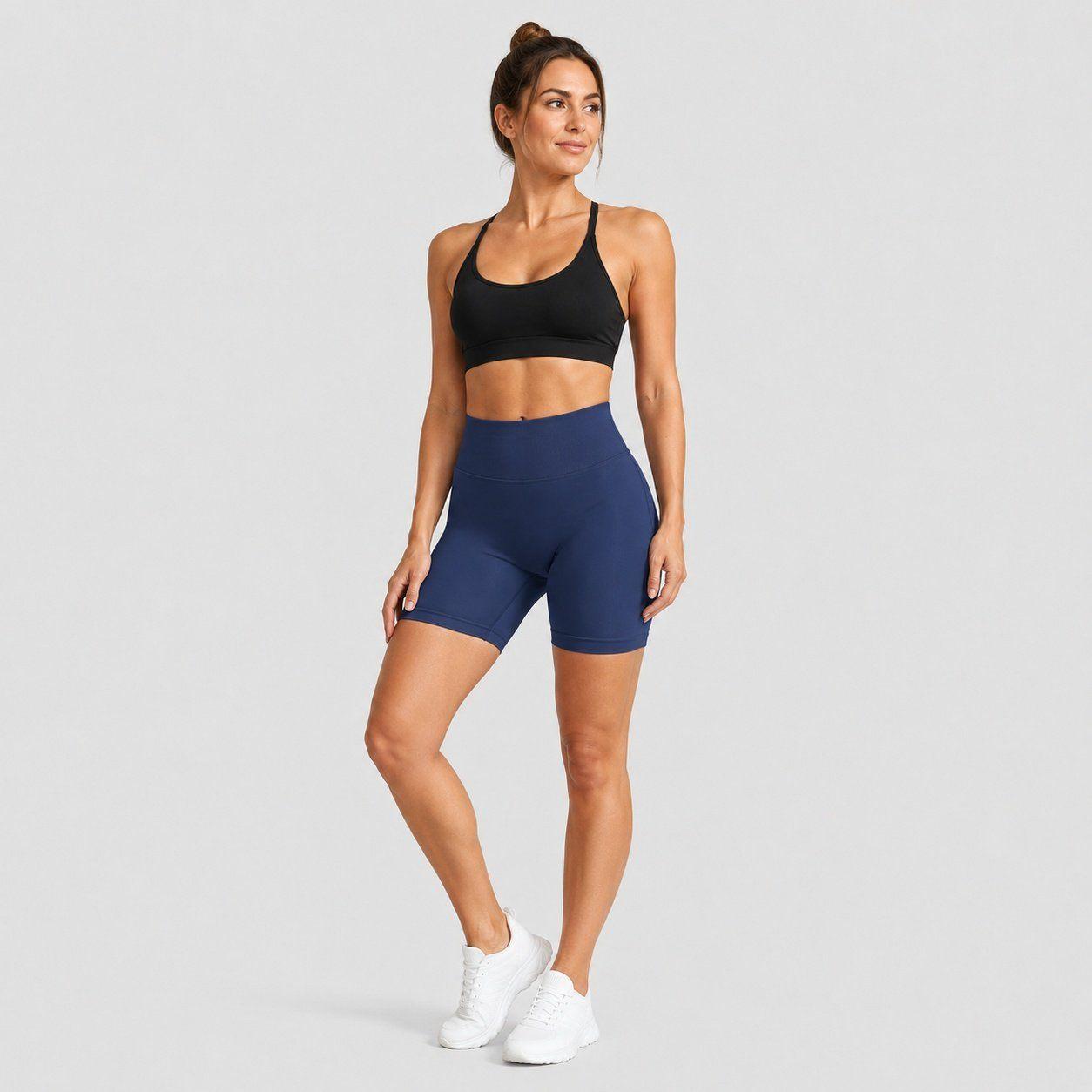 Calzas push up cortas mujer lisas Sukha Azul Oscuro-2