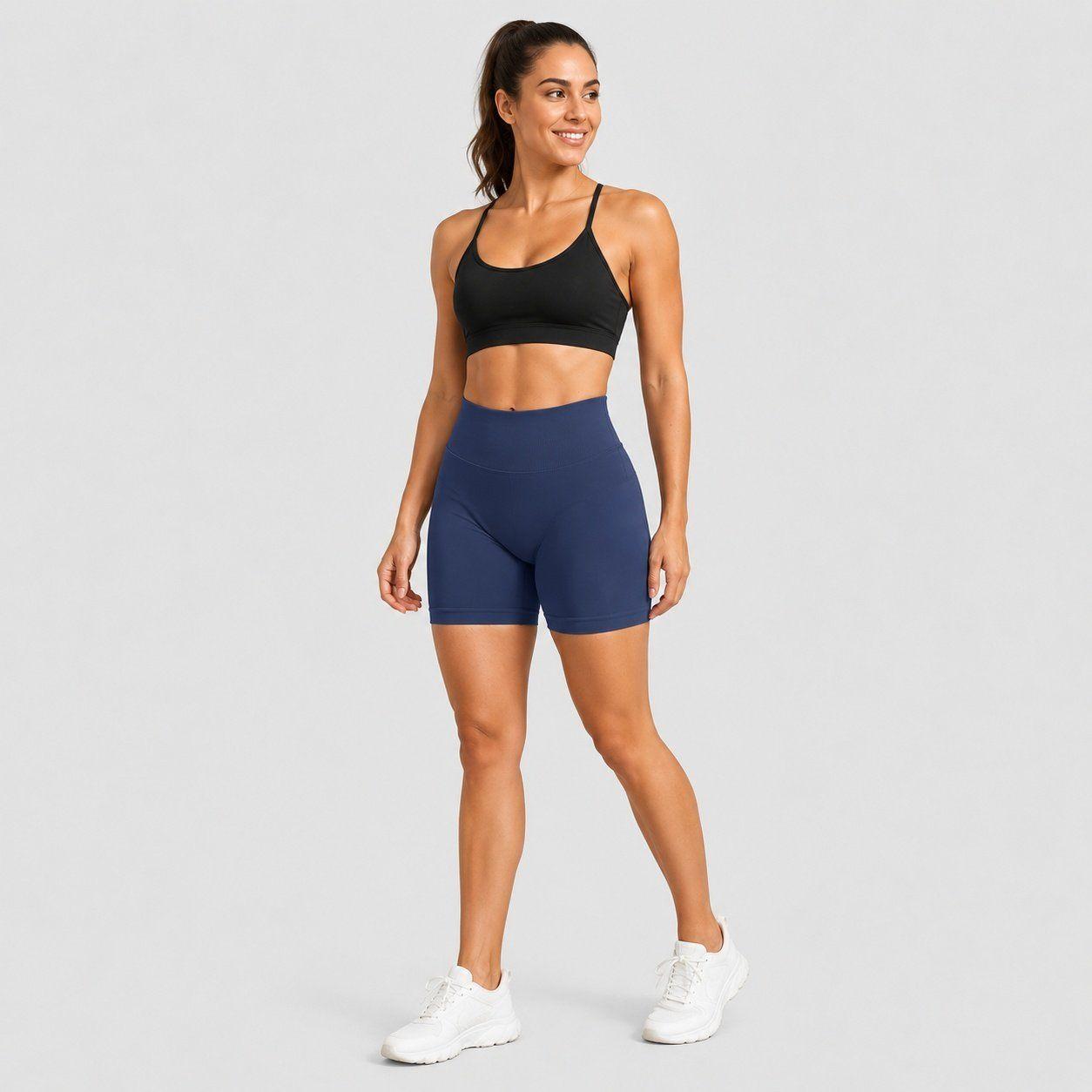 Calzas push up cortas mujer lisas Sukha Azul Oscuro-4