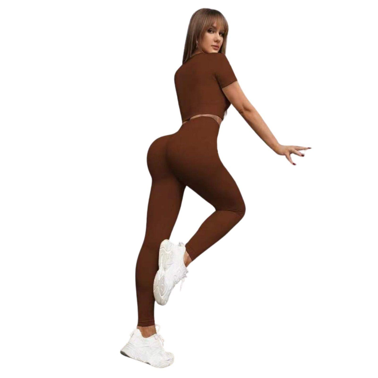 Conjunto Push Up Manga Corta Tiro Alto Cafe Sukha-0