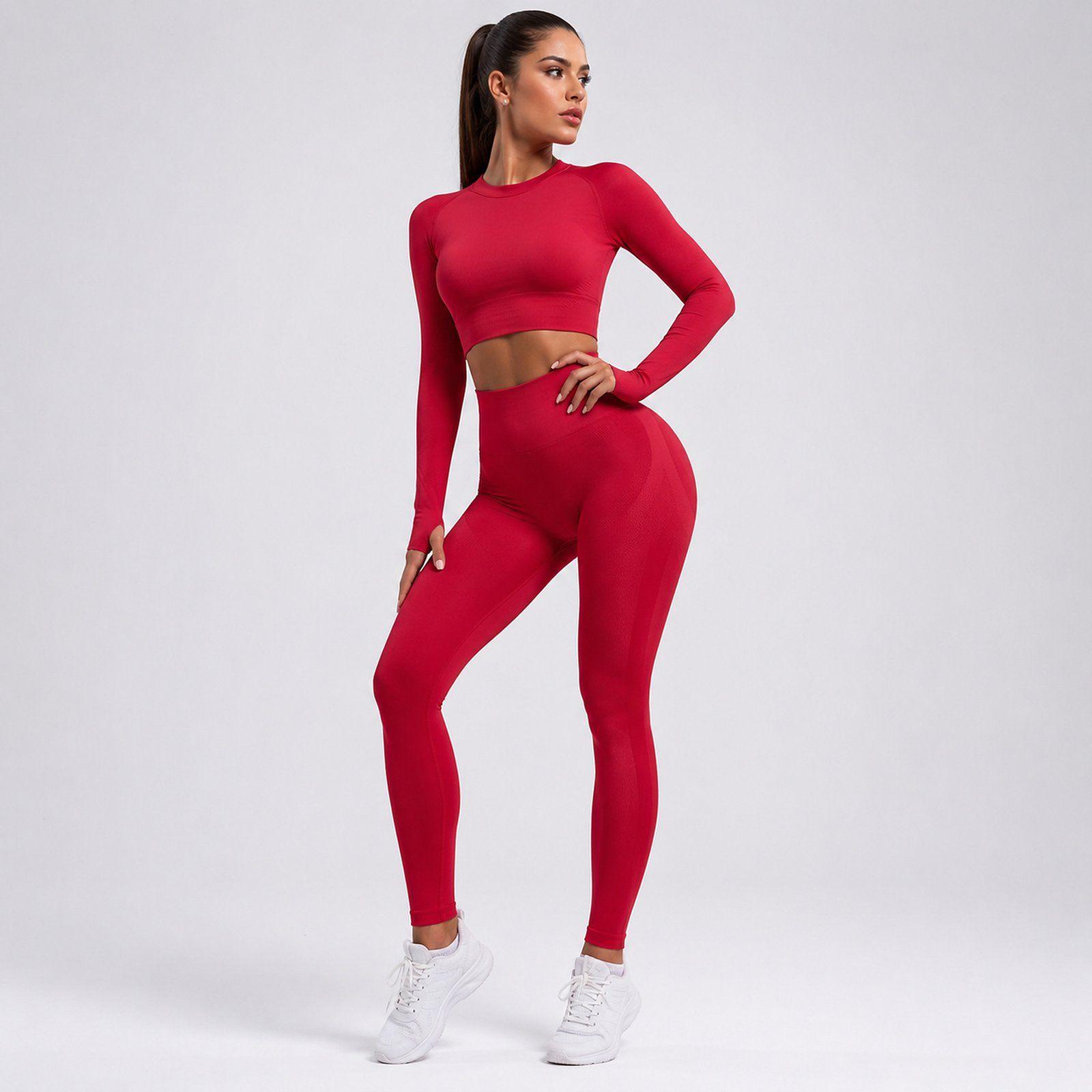 Calzas push up mujer lisas tiro alto Sukha Rojo-0