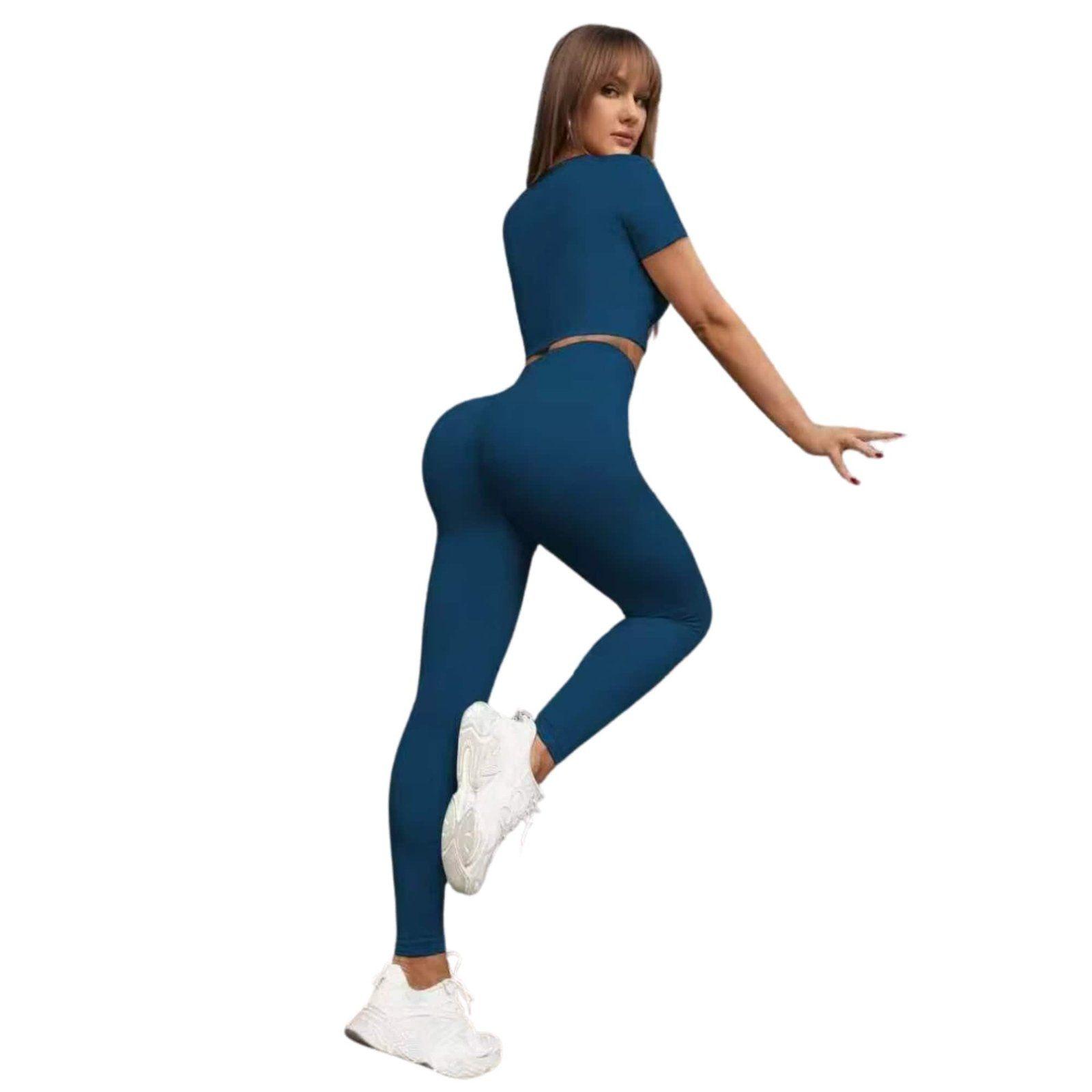 Conjunto Push Up Manga Corta Tiro Alto Sukha Azul-0