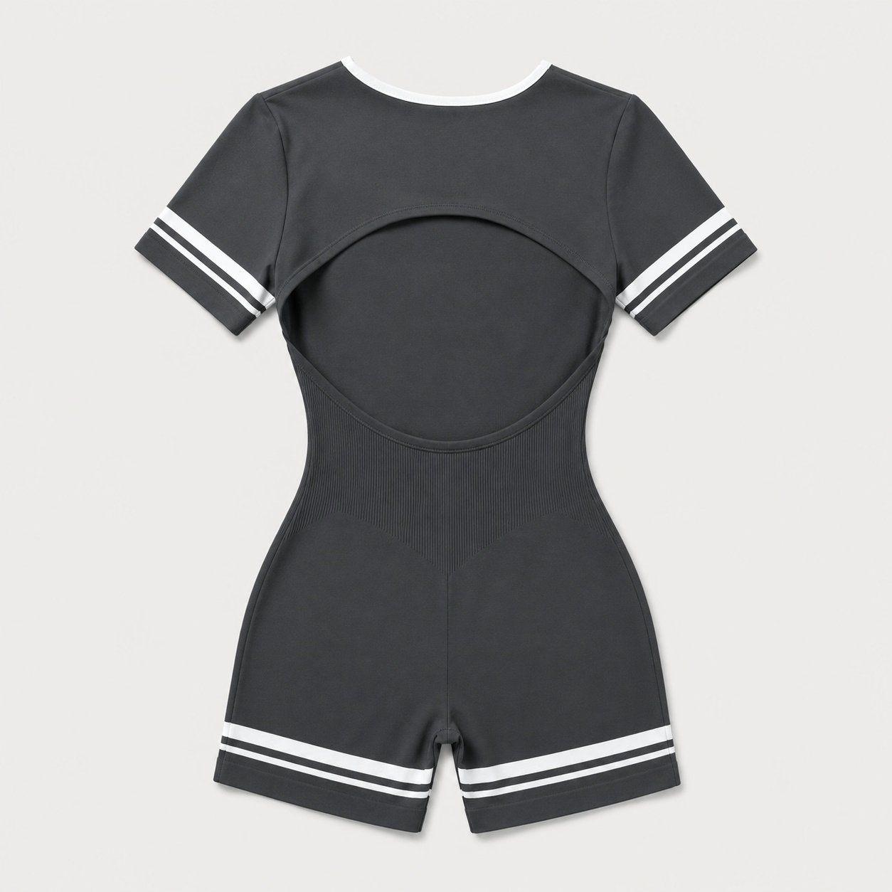 Enterito deportivo push up corto mujer manga corta espalda descubierta Sukha Gris-2