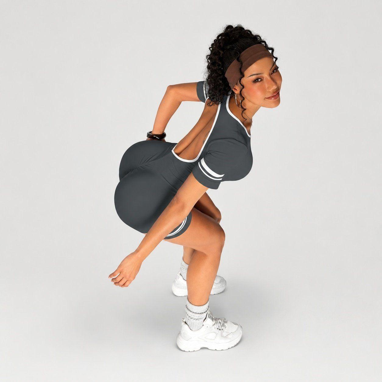 Enterito deportivo push up corto mujer manga corta espalda descubierta Sukha Gris-3