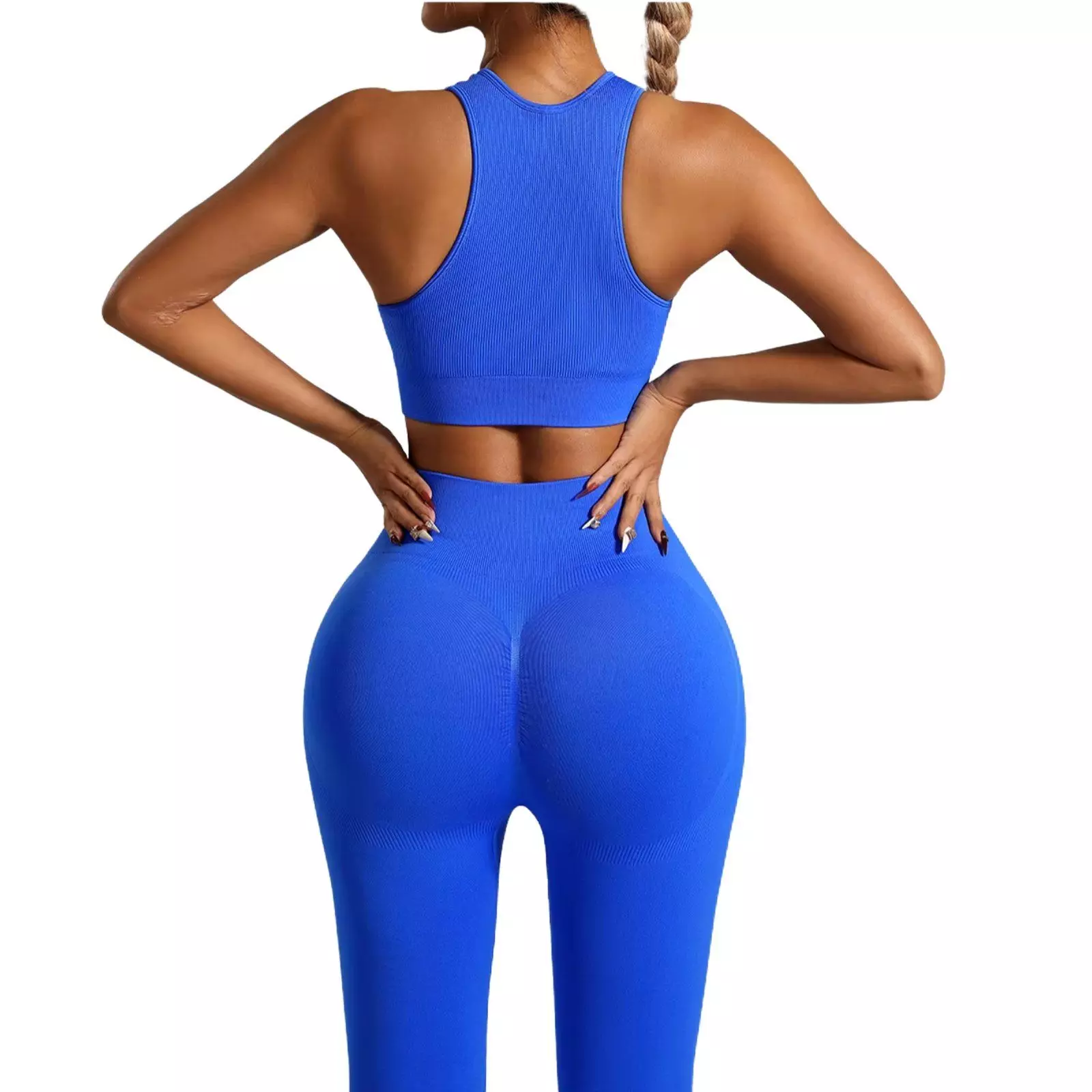 Conjunto push up tiro alto sin manga Azul-1