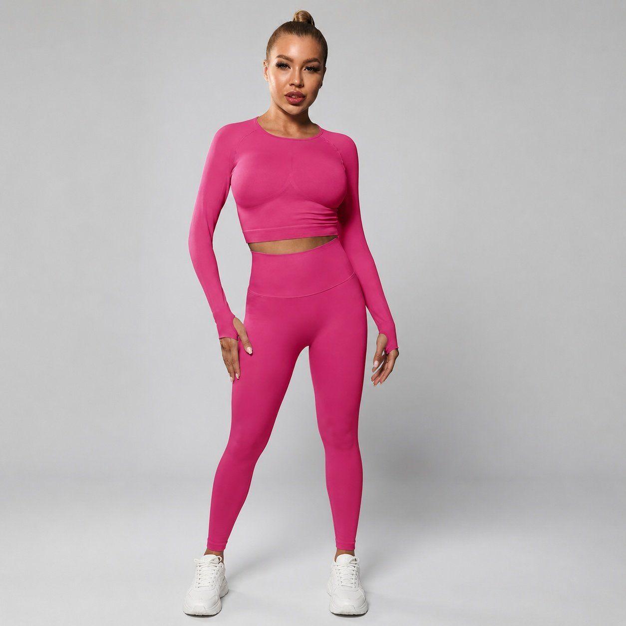 Polera deportiva mujer manga larga con soporte Sukha Rosado Oscuro-2