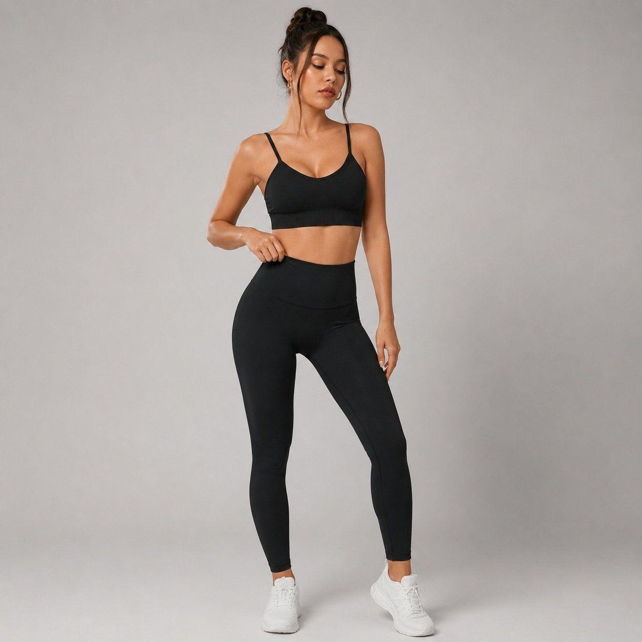 Top deportivo mujer con tiras Sukha Negro-0