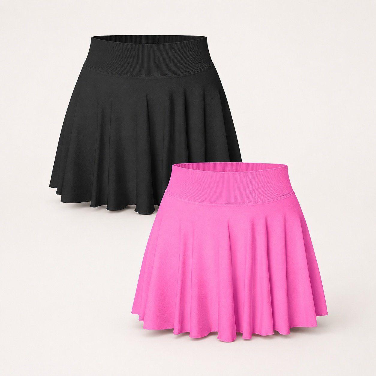 Falda deportiva plisada mujer con bolsillo Sukha Negro-2