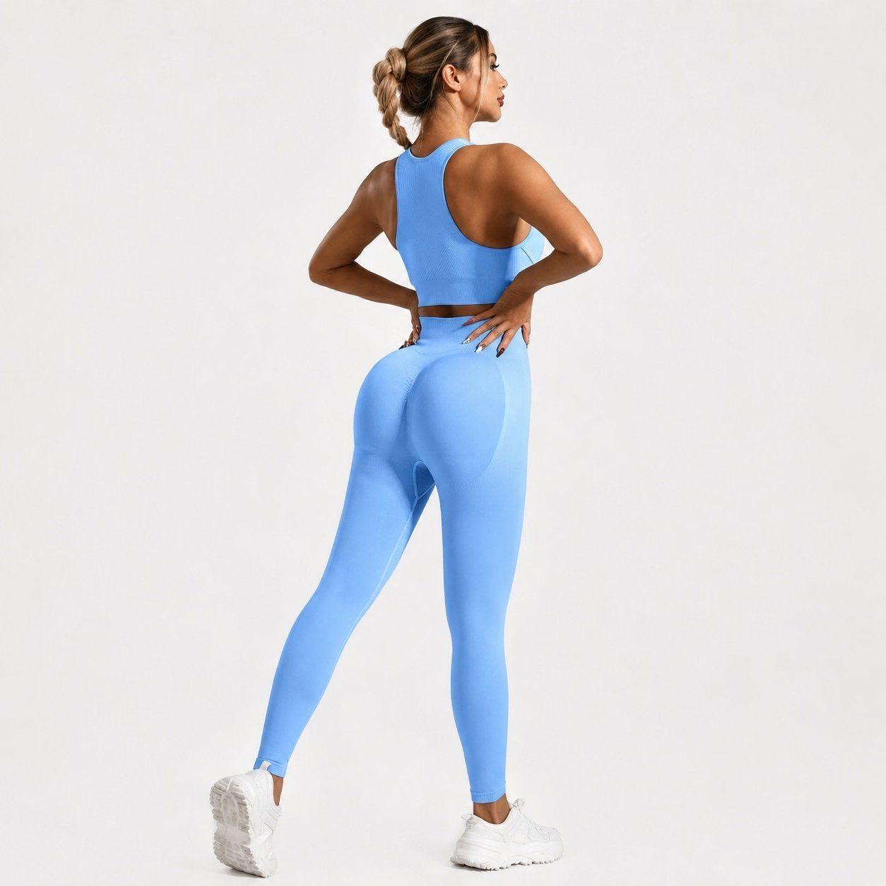 Conjunto deportivo push up cuello alto sin mangas Sukha Celeste-1