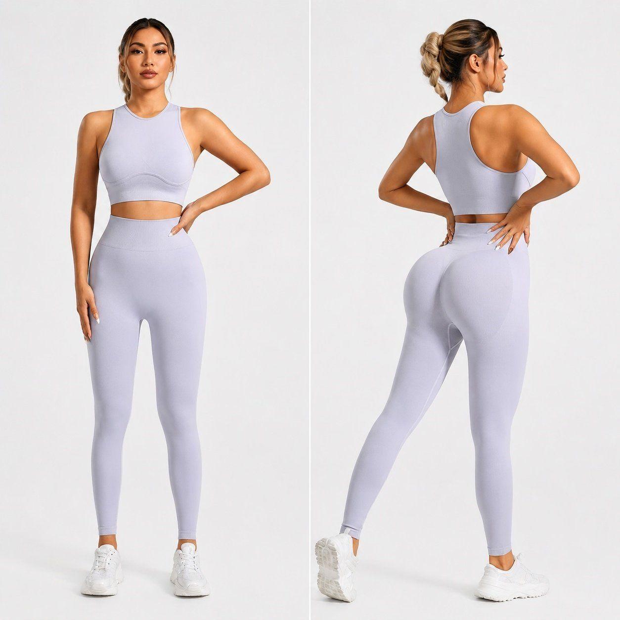 Conjunto deportivo push up cuello alto sin mangas Sukha Gris-2