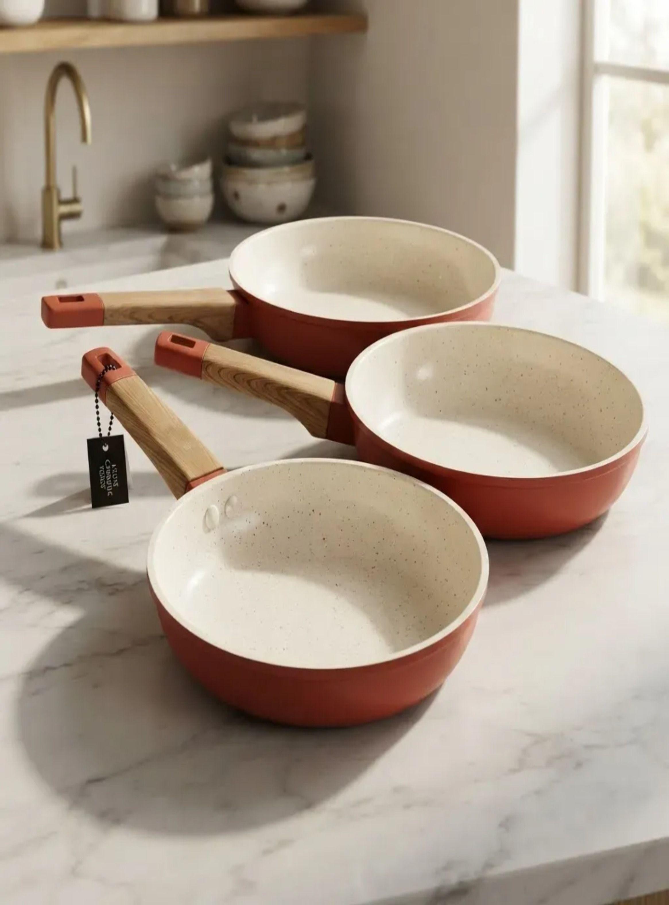 Set De 3 Sartenes Antiadherentes Cer micos 20 24 Y 28 Cm Terracota-1