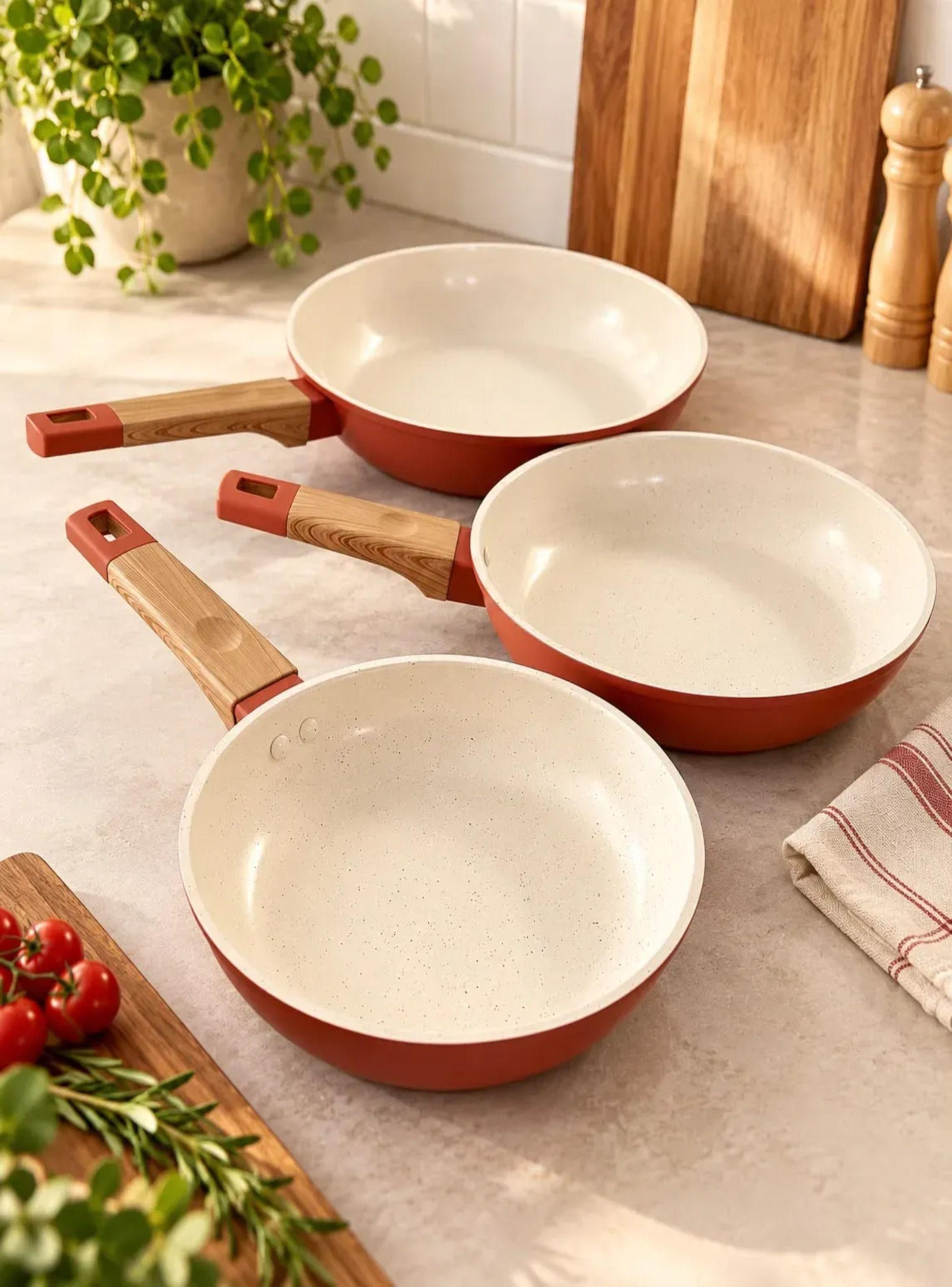 Set De 3 Sartenes Antiadherentes Cer micos 20 24 Y 28 Cm Terracota-2