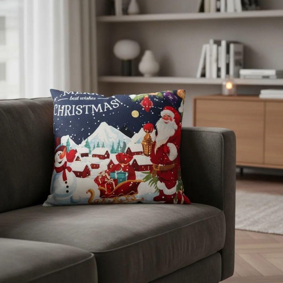 Set De 2 Cojines 45x45cm Navidad - Nieve azul-2