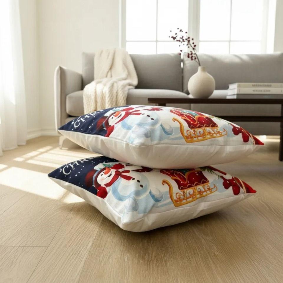 Set De 2 Cojines 45x45cm Navidad - Nieve azul-3