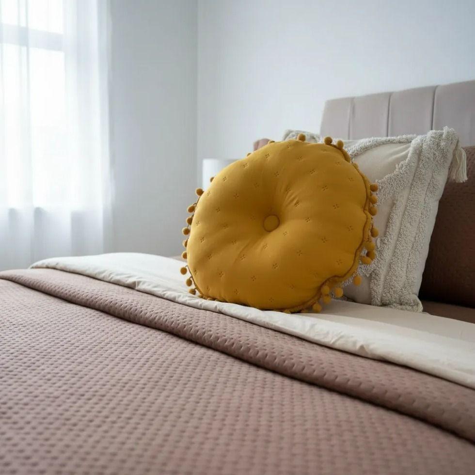 Cojin Redondo Pom Pom 44 Cm Suave Y Decorativo-2