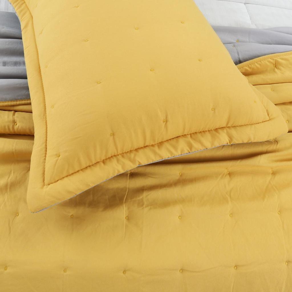 Cubrecama de algodón bordado 2 plazas - Mostaza -6