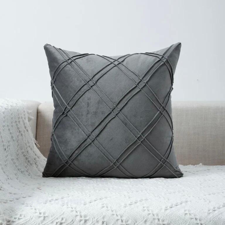 Cojín terciopelo con doble pliegue 45X45 - Gris-0