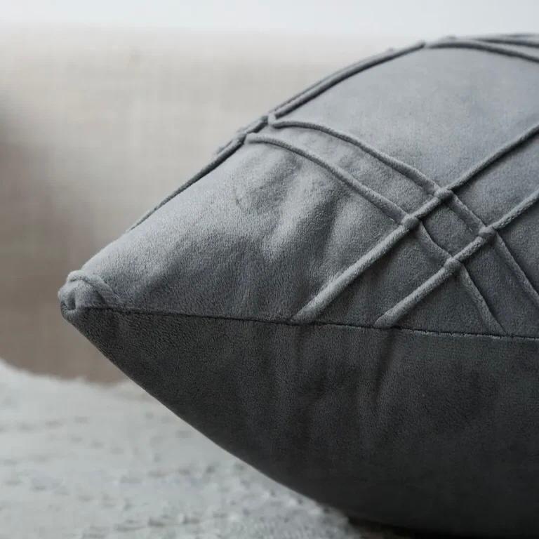 Cojín terciopelo con doble pliegue 45X45 - Gris-1