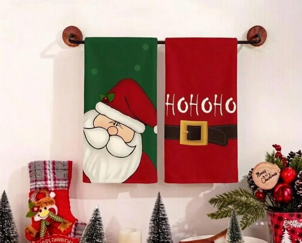 Set 2 Paños De Cocina Navidad 45 70 Cm Santa Ho Ho Ho-2