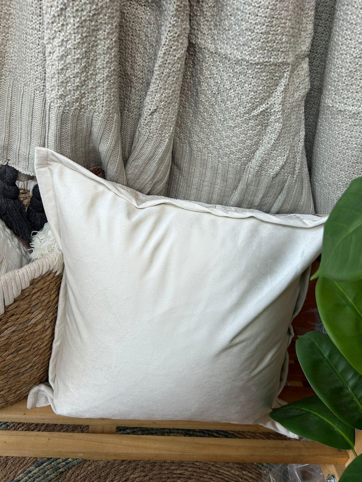 Cojín chenille retro beige - diseño A-2