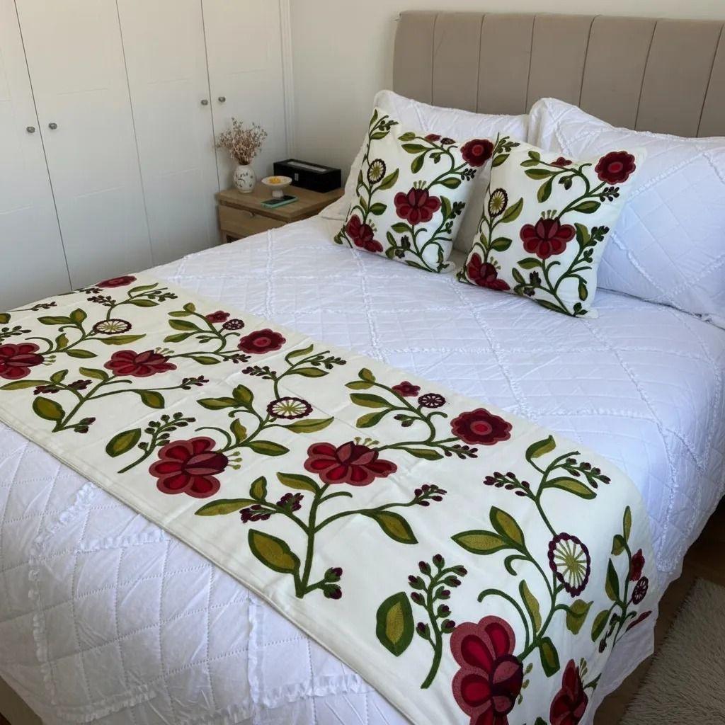 Set De Pieceras Bordadas + Fundas -2