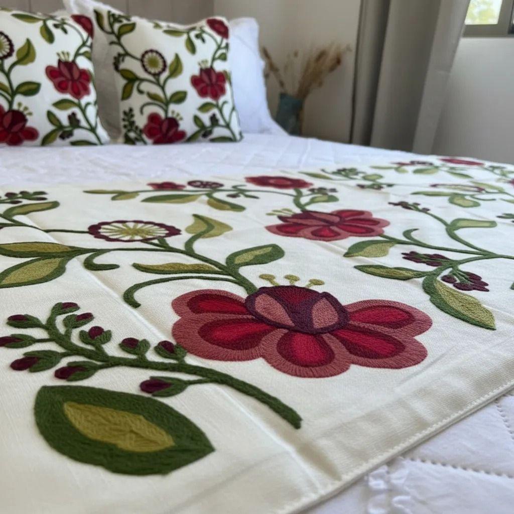 Set De Pieceras Bordadas + Fundas -3