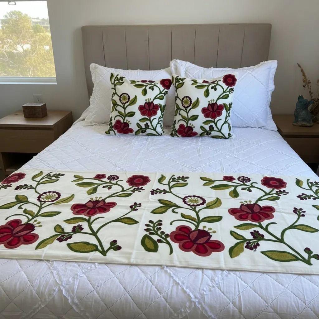 Set De Pieceras Bordadas + Fundas -4