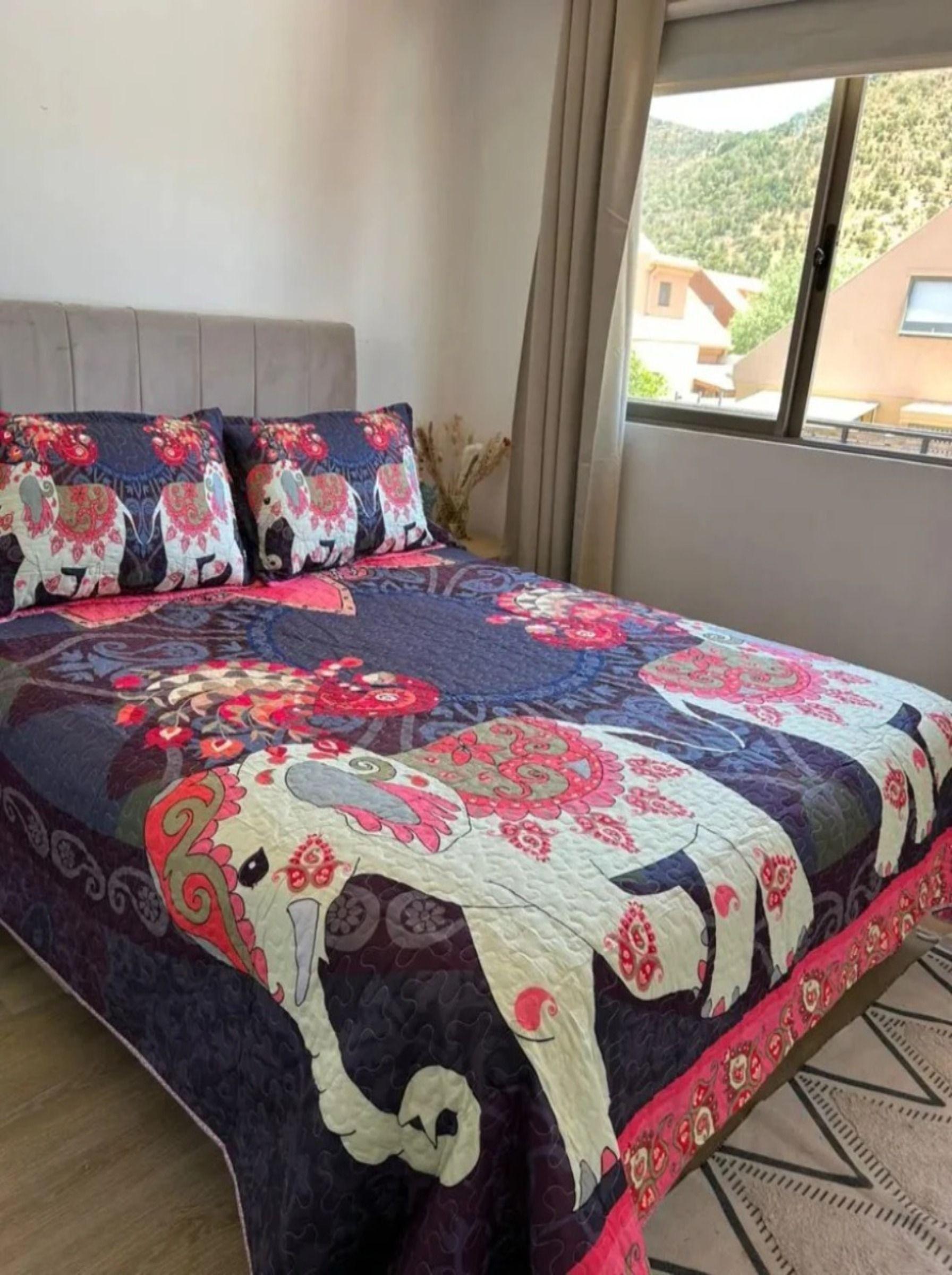 Cubrecama De Microfibra Estampado 2 Plazas - Diseño Elefante Hindu-2