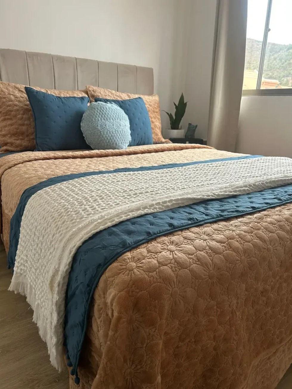 Set Renovaci n Dormitorio Camel 7 Piezas Estilo Elegante Acogedor 1.5 Plaza-0